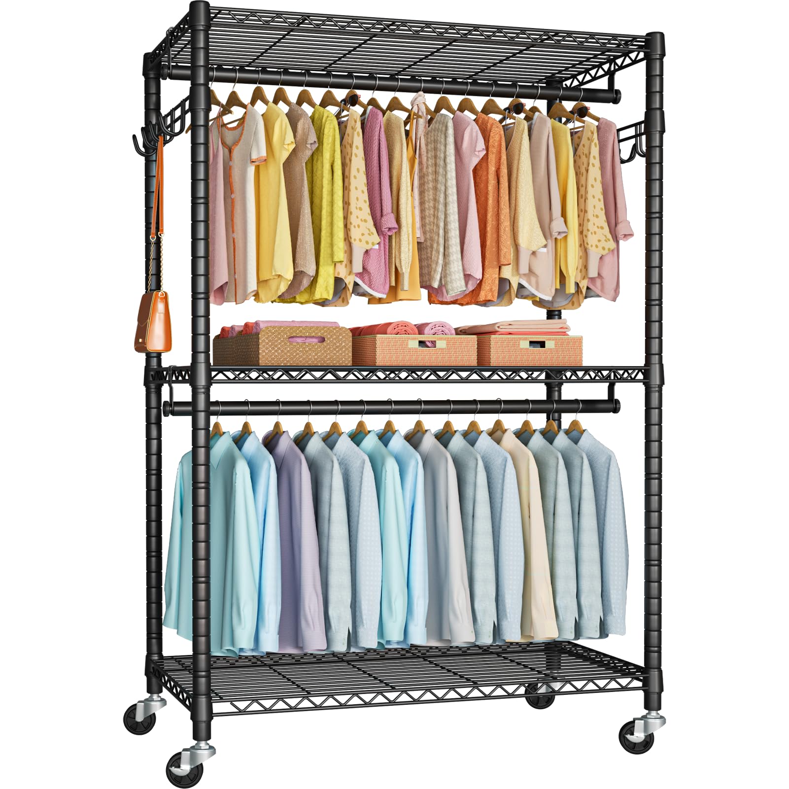 Amazon.com: FUTASSI P1 Plus Rolling Clothes Rack, 22mm Diameter